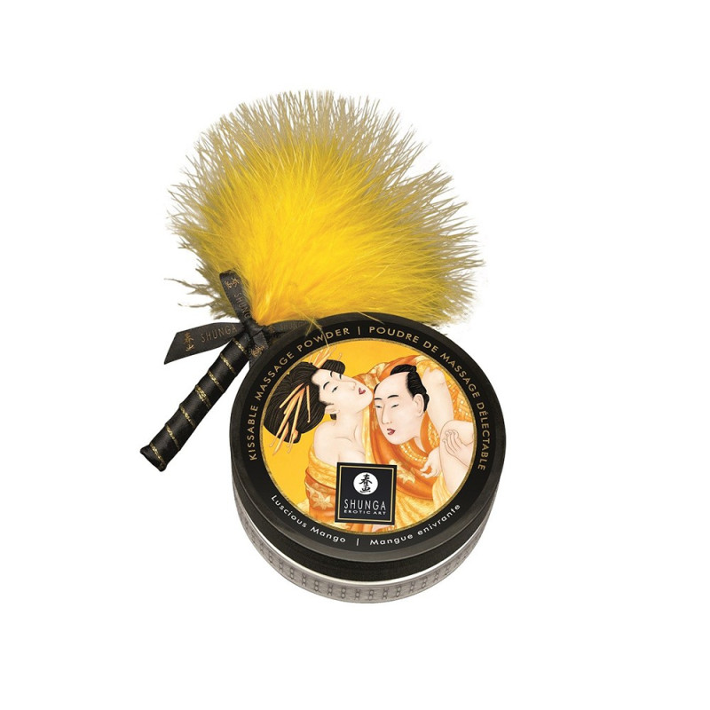 Mini Coffret poudre corporelle mangue et plumeau assorti