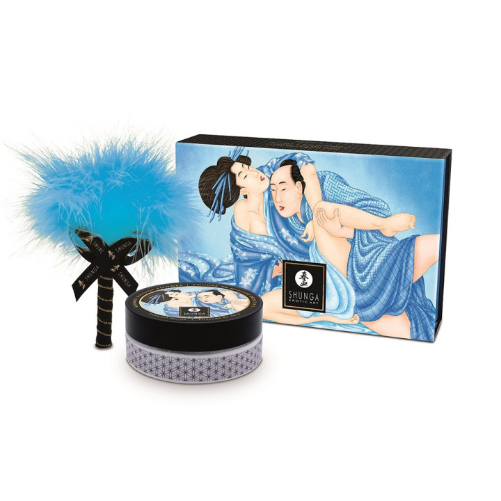 Mini Coffret poudre corporelle noix de coco et plumeau assorti