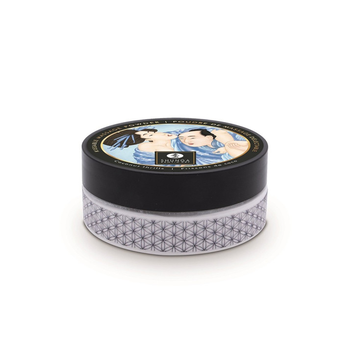 Mini Coffret poudre corporelle noix de coco et plumeau assorti
