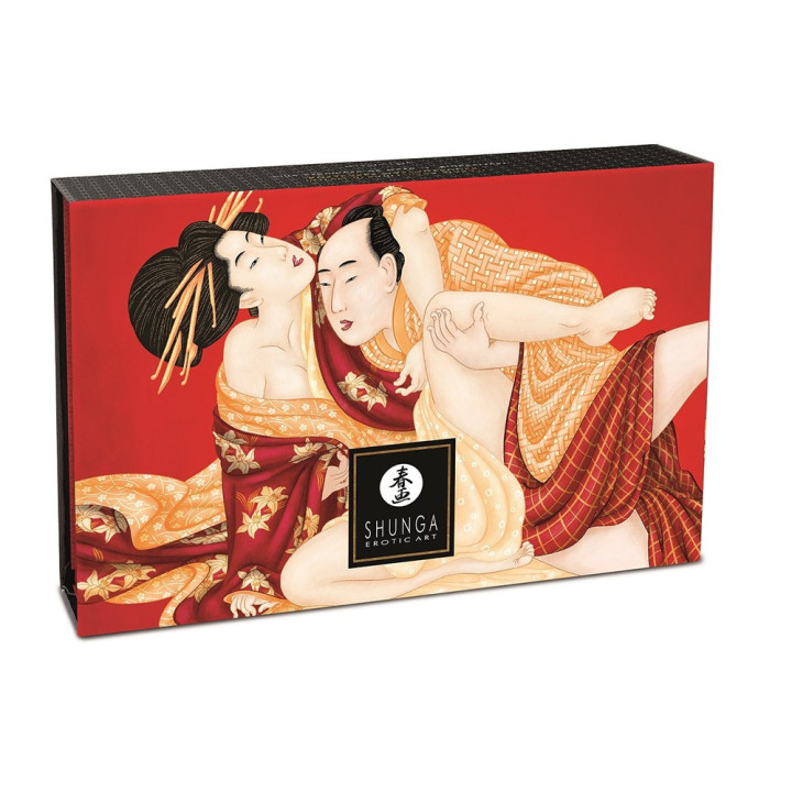Mini Coffret poudre corporelle fraise/vin pétillant et plumeau assorti