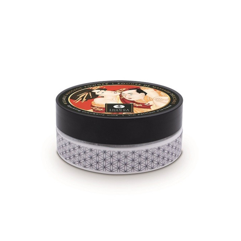 Mini Coffret poudre corporelle fraise/vin pétillant et plumeau assorti