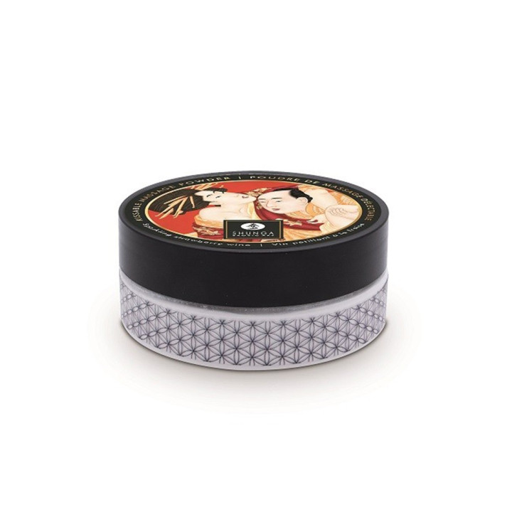 Mini Coffret poudre corporelle fraise/vin pétillant et plumeau assorti