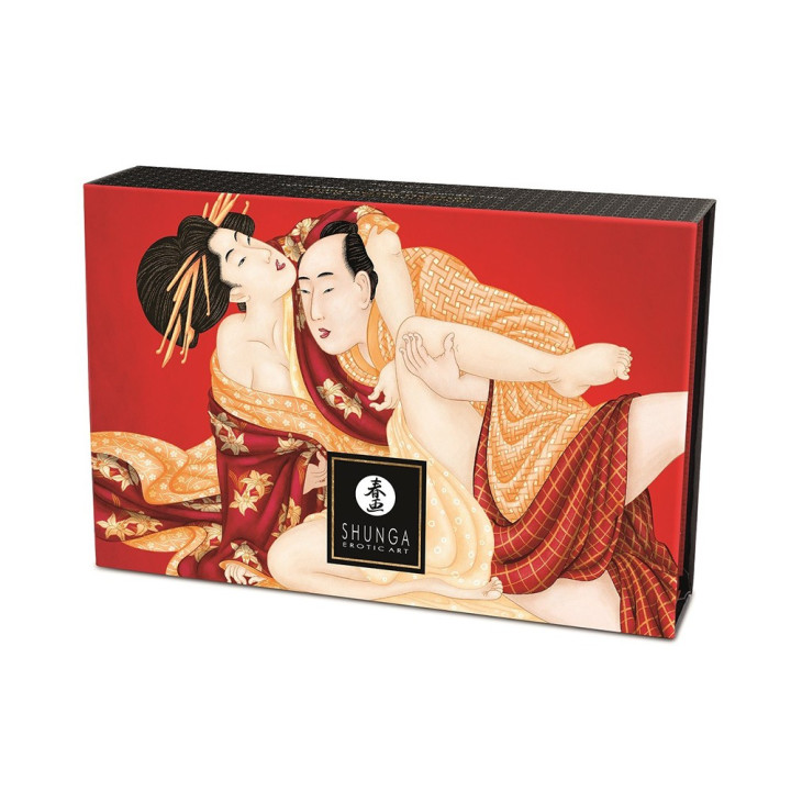 Mini Coffret poudre corporelle fraise/vin pétillant et plumeau assorti