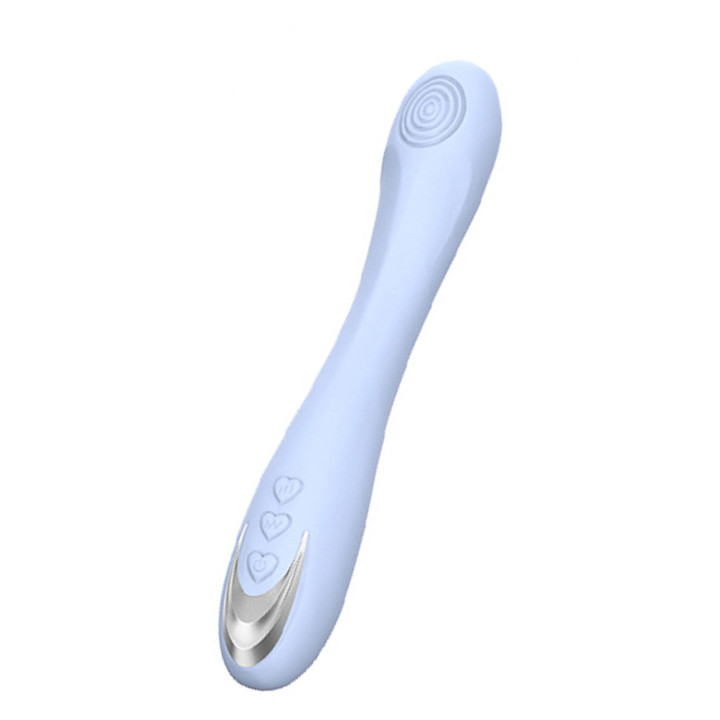 Vibromasseur silicone 10 modes de vibration USB bleu