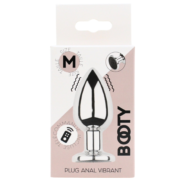 Plug vibrant acier inoxydable anal taille M avec télécommande, USB BOOTY