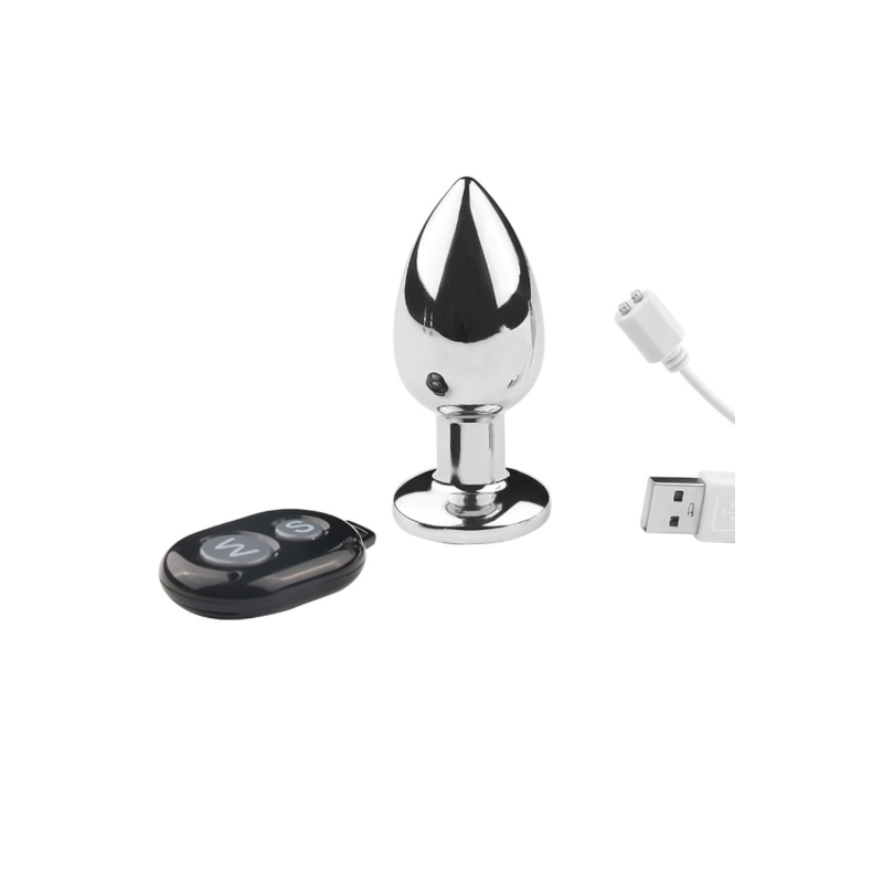 Plug vibrant acier inoxydable anal taille S avec télécommande, USB BOOTY