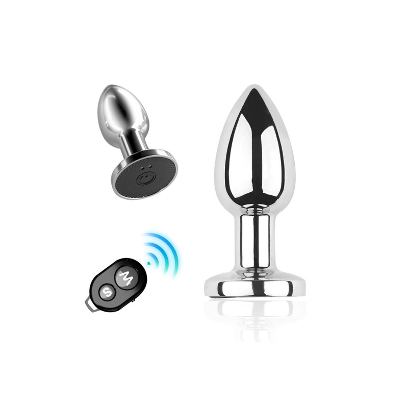 Plug vibrant acier inoxydable anal taille S avec télécommande, USB BOOTY