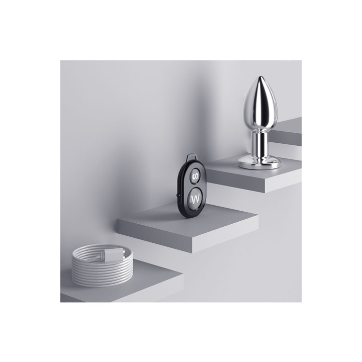 Plug vibrant acier inoxydable anal taille S avec télécommande, USB BOOTY