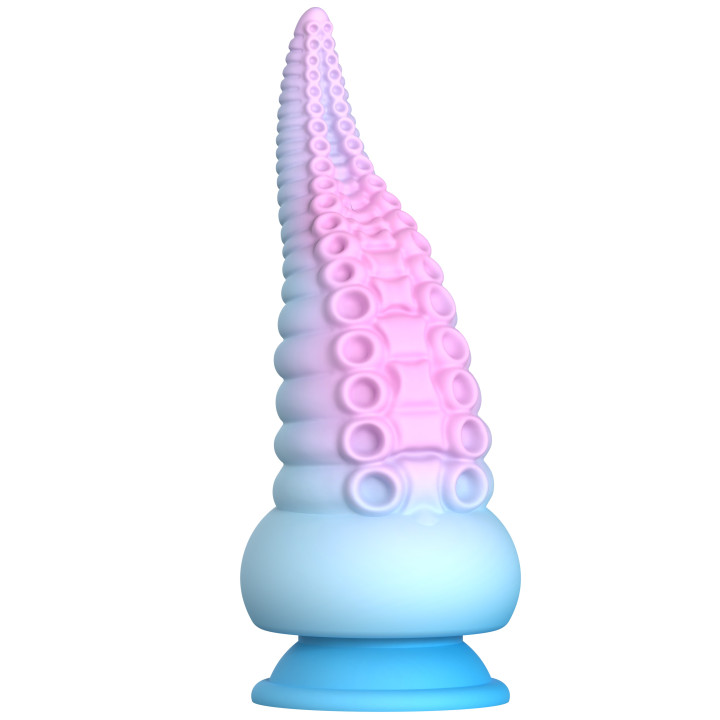 Gode ventouse tentacule Kraken 18 cm rose et bleu