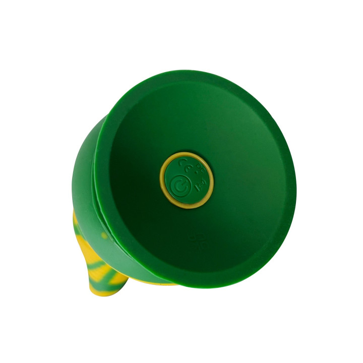 Gode ventouse tentacule Kraken vibrant 21 cm vert et jaune USB