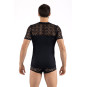 T-shirt noir résille brodée Shinny