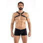 Harnais homme simili cuir larges sangles avec anneaux