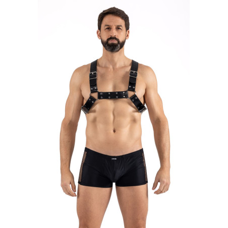 Harnais homme simili cuir avec sangles croisées dans le dos