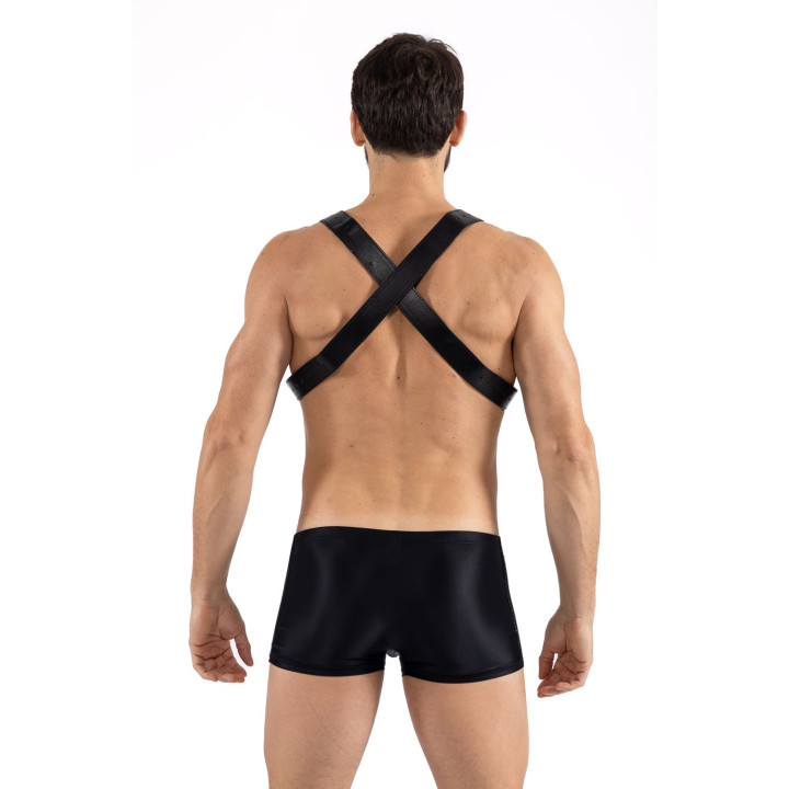 Harnais homme simili cuir avec sangles croisées dans le dos
