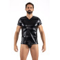 T-Shirt noir Black Desire en simili cuir