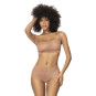 Ensemble 2 pièces en dentelle, top à bretelles et shorty couleur taupe
