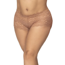 Shorty grande taille en dentelle couleur taupe