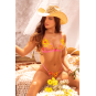 Ensemble lingerie rose et jaune en maille transparente brodée – Mapalé