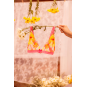 Ensemble lingerie rose et jaune en maille transparente brodée – Mapalé