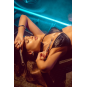 Ensemble lingerie 4 pièces noir effet wetlook – Mapalé