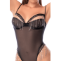 Body noir transparent avec strass scintillants – Mapalé