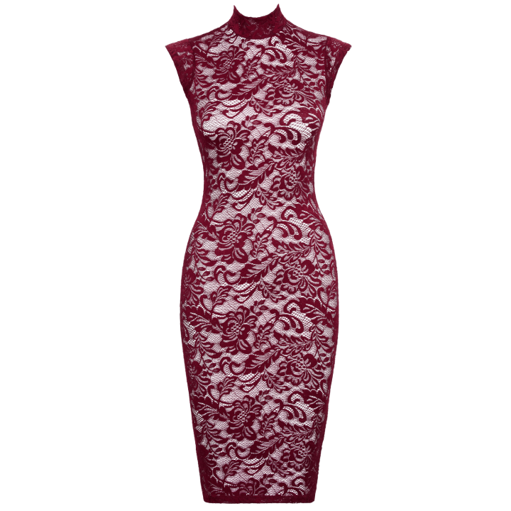 Robe moulante en dentelle rouge bordeaux - Cottelli