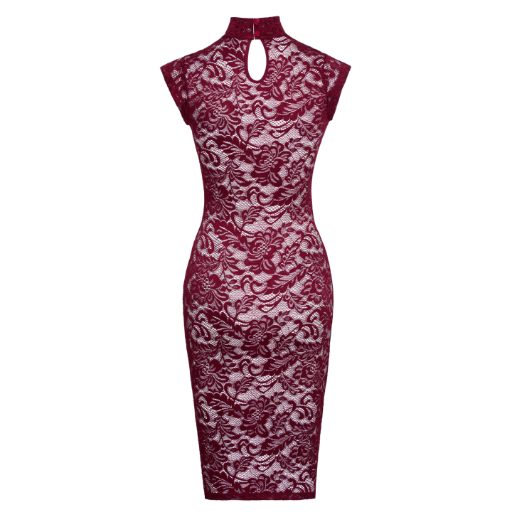 Robe moulante en dentelle rouge bordeaux - Cottelli