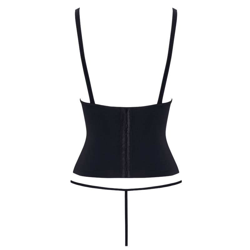 Corset taille noir Cottelli PARTY – Corset à armatures avec sangles décoratives et mini string