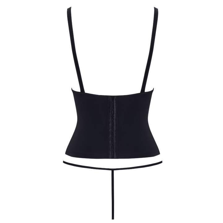 Corset taille noir Cottelli PARTY – Corset à armatures avec sangles décoratives et mini string