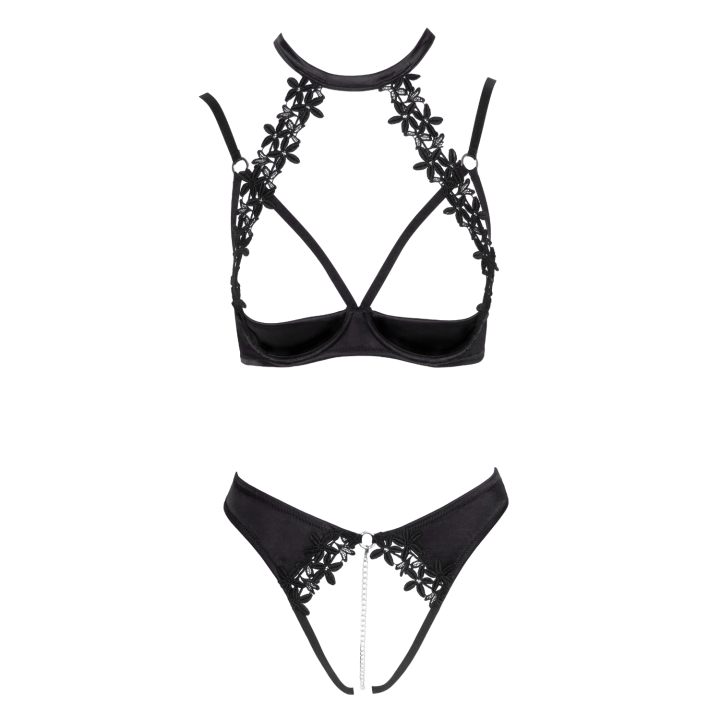 Soutien-gorge balconnet &amp; string ouvert avec chaîne amovible - Cottelli
