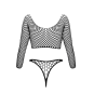 Bodystring en résille grosse maille noir Fantasy