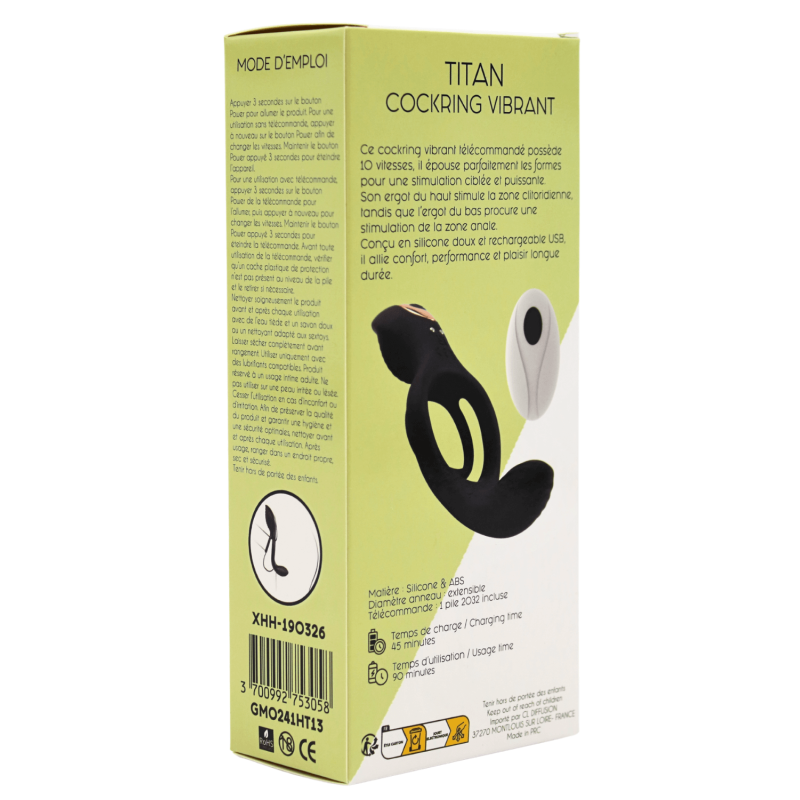 TITAN – Cockring Vibrant Télécommandé