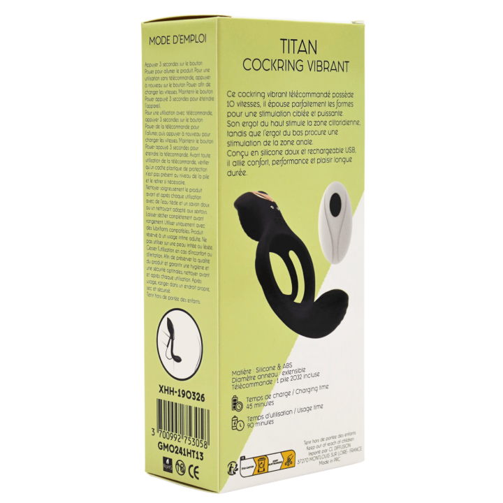 TITAN – Cockring Vibrant Télécommandé