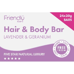 Friendly Soap přírodní mýdlo pro hosty na tělo i vlasy levandule a pelargónie 24x 20g