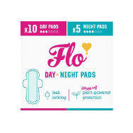 FLO Ultra tenké menstruační vložky z bio bambusu s křidélky mix 10 ks denních a 5 ks nočních