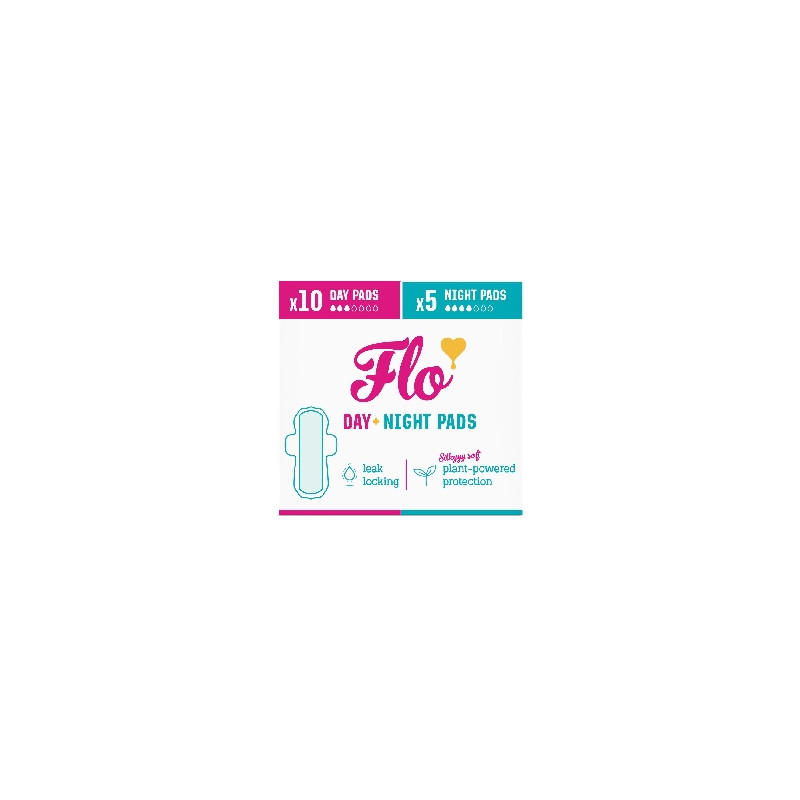 FLO Ultra tenké menstruační vložky z bio bambusu s křidélky mix 10 ks denních a 5 ks nočních