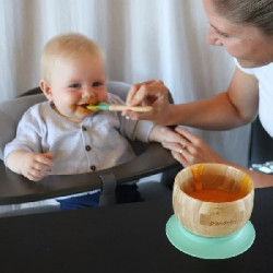 Pandoo Dětská jídelní sada s bambusovým talířem, miskou a lžičkami