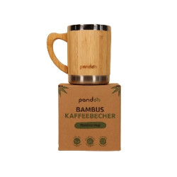 Pandoo Dvoustěnný nerezový hrnek na kávu a čaj s bambusovým povrchem 280 ml