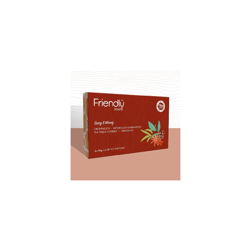 Friendly Soap přírodní mýdlo dárková sada mýdel Spicy and Woody 4x 95g