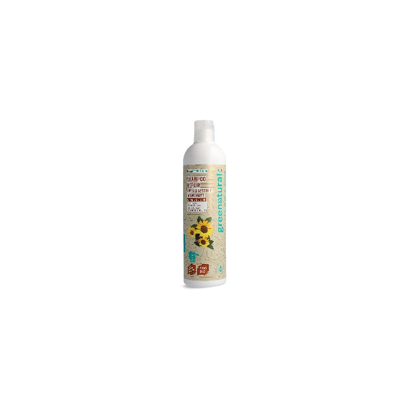 Greenatural Regenerační šampon pro suché a poškozené vlasy bambucké máslo a slunečnicový olej BIO 400 ml