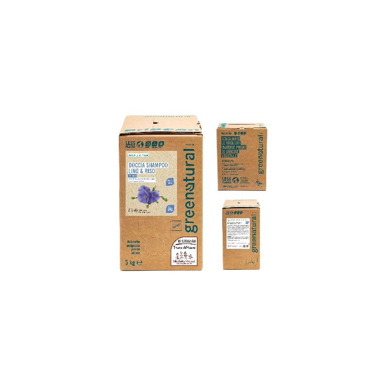 Greenatural Sprchový gel a šampon 2v1 len a rýže BIO 5 kg
