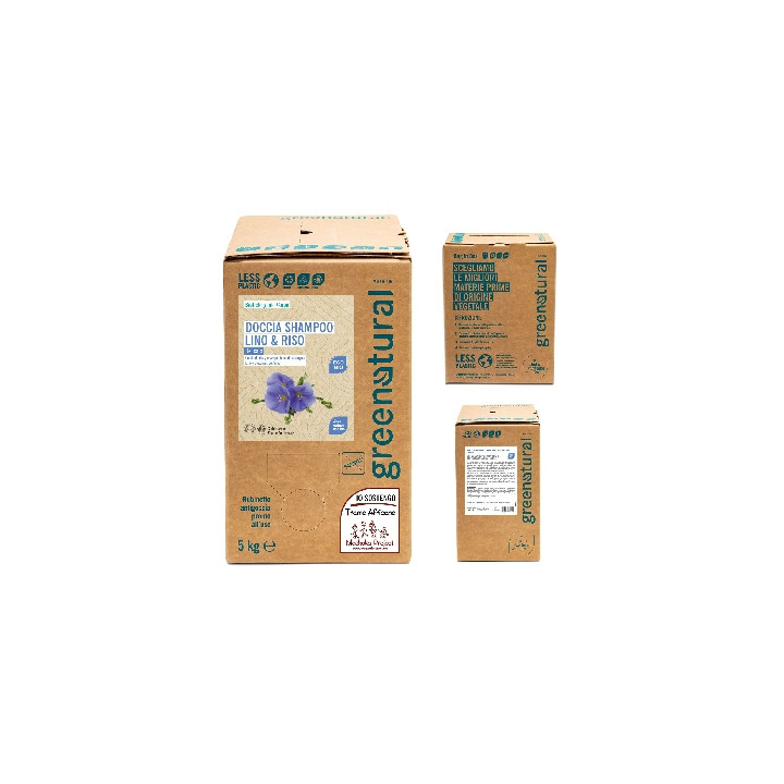Greenatural Sprchový gel a šampon 2v1 len a rýže BIO 5 kg