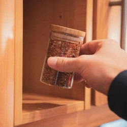 Pandoo Dóza na potraviny z borosilikátového skla s bambusovým víčkem 160 ml
