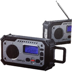 POWERplus Bison Solární rádio DAB, FM s dynamem, powerbankou a světlem