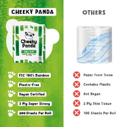 The Cheeky Panda Bambusový toaletní papír bílý 3 vrstvý balení 9 ks