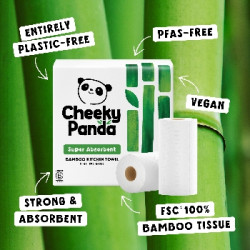 The Cheeky Panda Jednorázové bambusové kuchyňské utěrky bílé 2 vrstvé balení 2 ks