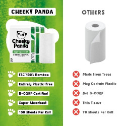The Cheeky Panda Jednorázové bambusové kuchyňské utěrky bílé 2 vrstvé balení 2 ks