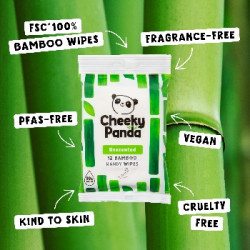 The Cheeky Panda Bambusové vlhčené ubrousky na ruce bez vůně cestovní 12 ks