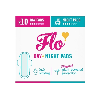 FLO Ultra tenké menstruační vložky z bio bambusu s křidélky mix 10 ks denních a 5 ks nočních