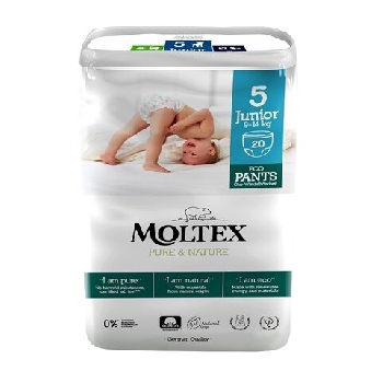 Moltex Pure and Nature Natahovací plenkové kalhotky Junior 9 -14 kg 20 ks
